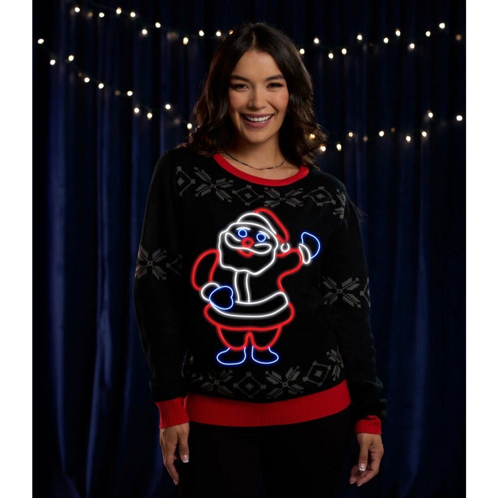 Tipsy Elves WOMEN'S HO HO HELLO NEON LED LIGHT UP UGLY
CHRISTMAS SWEATER - Picture 2 of 9